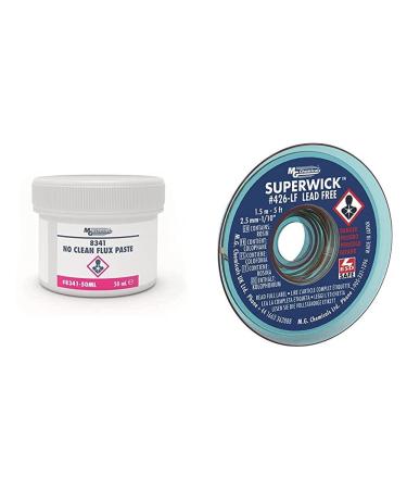 MG Chemicals No-Clean Soldering Flux Paste + Desoldering Braid for Lead Free Solder