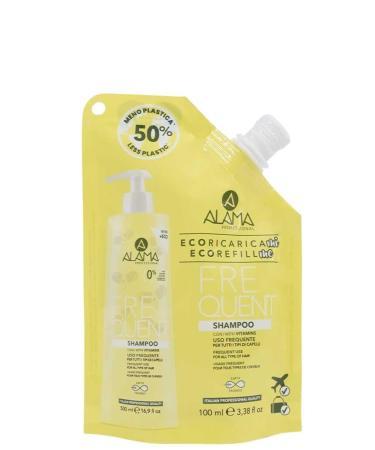 A ALAMA Alama Professional Eco-Refill Frequent Cleansing Shampoo for all hair types formula with vitamins for healthy vital and shiny hair 90% natural ingredients vegan 100 ml