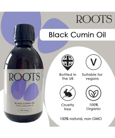 Roots Organic Black Cumin Oil - Vegan, Cruelty-Free, High Antioxidants, Rich Omegas - Digestion Support, Skin Irritation Relief, Overall Health Booster - Buy Online on GoSupps.com