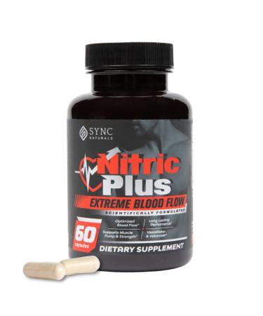 Nitric Plus- 800mg L Arginine- 400mg L Citrulline- Extra Strength Nitric Oxide Pills | 30mg Niacin - High Performance Workouts | Nitric Oxide Supplements for Men and Women| 60 Count