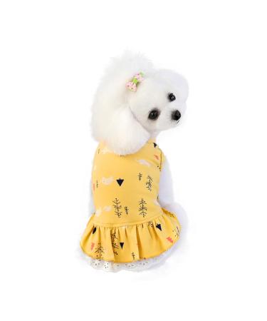 Barrageon dogs Kneid sweet princess rock clothing puppy cat for little pet medium -sized summer clothing Bowknot dog cat (yellow -2xl) back length: 40 cm print - yellow