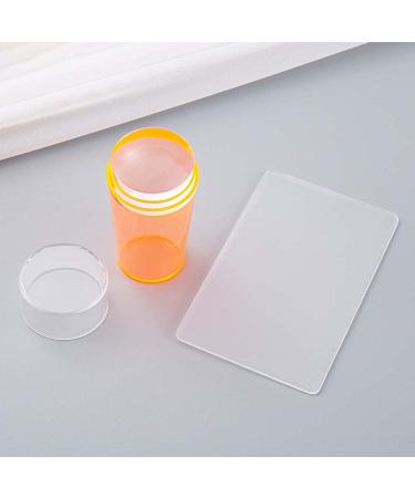 Tebx 1 x nail stamp + 1 x scraper transparent silicone stamped plate with cap DIY polishing design print head made of silicone (orange).