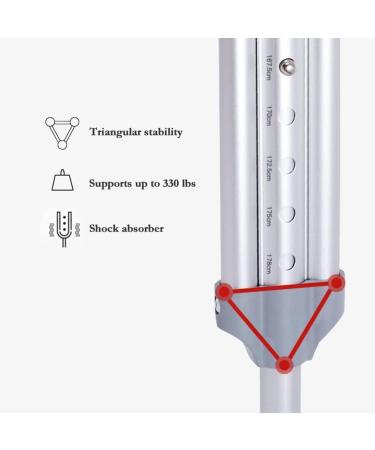 LINYUES A Pair Aluminum Underarm Crutches for Walking Push-Button Adjustment Armpit Crutches Ergonomic Medical Axillary Crutches for Men Women Large - Buy Online on GoSupps.com