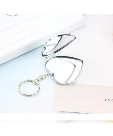 Portable Folding Metal Compact Mirror Keychain - Set of 4 | Travel Mini Makeup Mirror with Key Ring - Heart Shaped - Buy Online on GoSupps.com