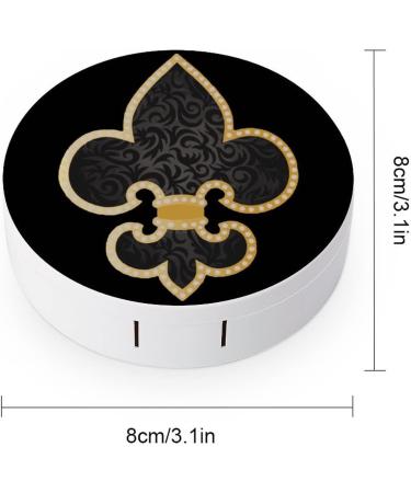 Fleurdelis Fleur De Lis Royal French Lily Gothic Round Case For Contact Lens Kit Storage Box with Mirror Printed - Buy Online on GoSupps.com