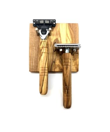 DOM holder made of olive wood for wet razors (suitable for almost all common types) (sold individually for 1 wet razor)