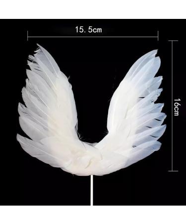 5 Pcs Angel Wing Cake Toppers White Feather Cupcake Topper Happy Birthday Party Cake Decor Baby Shower Cupcake Toppers Anniversary Wedding Cake Decorations - Buy Online on GoSupps.com