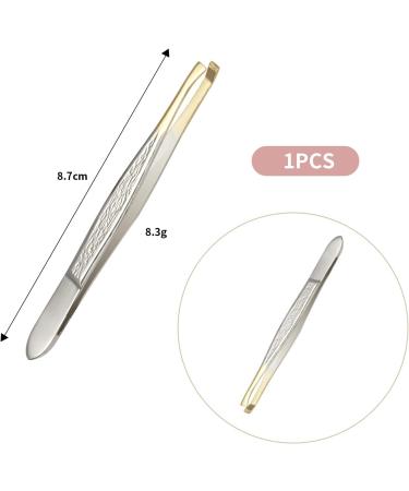 Luvadeyo Stainless Steel Eyebrow Tweezers - Professional Classic Plucking Tool for Hair Removal Eyelash Extension and Facial Care - Offset Design & Gold-Plated Finish - Buy Online on GoSupps.com
