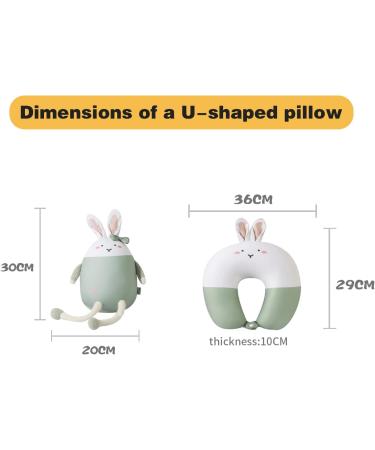 JOYRAVO Kids Travel Pillow - 2-in-1 Deformable Neck Pillow with Cute Plush Green Rabbit Design for Comfortable Sleep and Play on Airplanes and Cars - Buy Online on GoSupps.com