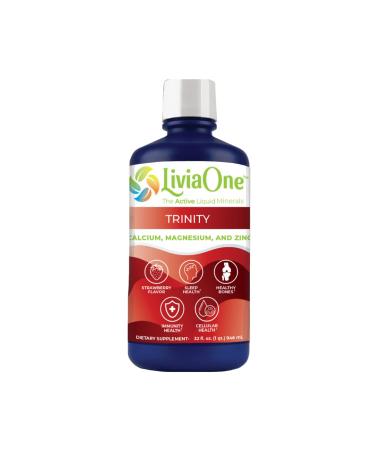 LiviaOne The Active Liquid Minerals Trinity - Cal/Mag/Zinc - Strawberry Flavored (32 Fl Oz)