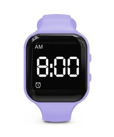 E -vibra waterproof vibration alarm clock quiet medical memory clock - with timer and 15 daily alarms (purple square - waterproof) violet square bracelet