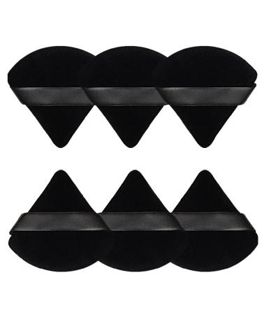 Pimoys 6 Pieces Powder Puff Face Soft Triangle Makeup Puff for Loose Powder Mineral Powder Body Powder Velour Cosmetic Foundation Blender Sponge Beauty Makeup Tools(Black)