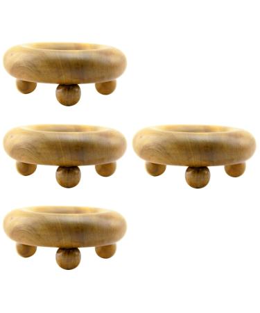 Gleavi 4 pieces Massage device Back roll Muscle roller stick Tool for the reflex zone massage made of wood massage roller handmade roller Older fascia multifunction sandal wood