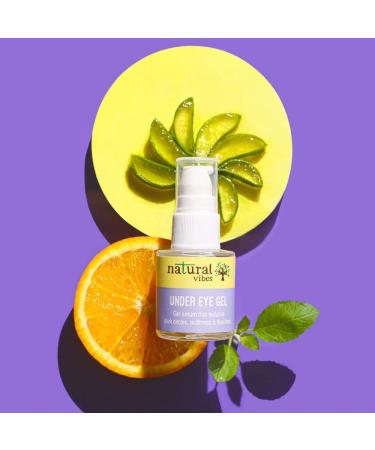 Natural Vibes Under Eye Gel Serum | Reduces Dark Circles & Puffiness | Brightens Fine Lines | Ayurvedic & Vegan | Vitamin C D E AHA & Caffeine | 20 ml for All Skin Types - Buy Online on GoSupps.com