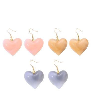 Feyley earrings 3 pairs of Korean fashion minimalist hook earrings vintage sweet cool y2k peach heart earrings for women girl party jewelry