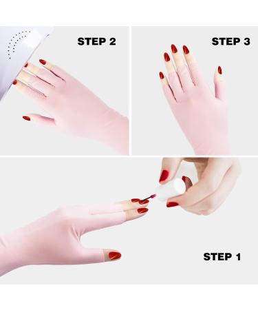 Unaone 2 Pairs Anti UV Gel Manicure Gloves - Fingerless Protection from UV Light Lamp - Pink (4 Count) - Buy Online on GoSupps.com