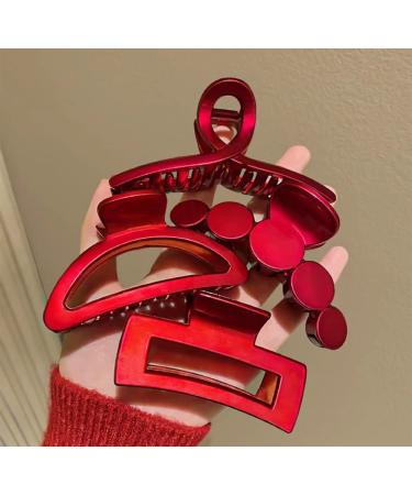 YOOOYOOO Red Hair Claw Clips - Strong Hold Nonslip Glossy Claw Clips for All Hair Types - Vintage Jaw Clips for Women & Girls - Perfect for Wedding, Party, Banquet - Includes Organza Storage Bag - Buy Online on GoSupps.com