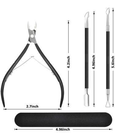 Vustjunpy Cuticle Trimmer with Cuticle Pusher Cuticle Cutter Cuticle Nipper Professional Stainless Steel Cuticle Clippers Remover Durable Pedicure Manicure Tools Black - Buy Online on GoSupps.com