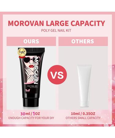 Morovan 30ML Poly Gel Nail Kit - Professional 4 Colors Gel Extension Set with Base & Top Coat - Large Capacity Poly Nail Gel Kit for Beginners - Buy Online on GoSupps.com