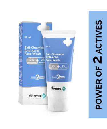 Buy De-rma Co 2% Salicylic Acid & Niacinamide Anti-Acne Face Wash 80ml - Effective Acne Treatment International Shipping - Buy Online on GoSupps.com