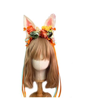 TQUXNGA Women Flower Headdress with Long Ribbon Lovely Ear Headband Cosplay Hair Clip Photo s 3