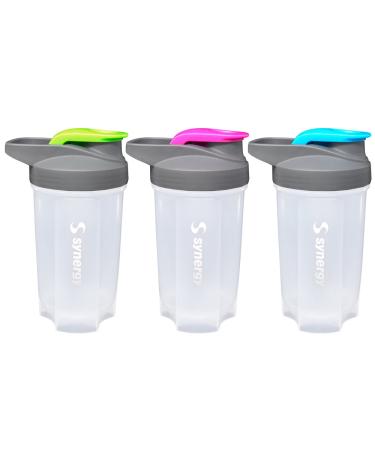 Synergy Protein Nutrition Shaker Bottle 3-Pack (18oz., Blue/Green/Pink) 18oz. Blue/Green/Pink
