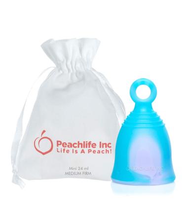 Mini Ring Menstrual Cup Small Medium Firm | Easy Removal with Loop Pull Stem | Reusable Silicone Peachcup | Up to 10 Years of Leak-Proof Period Protection