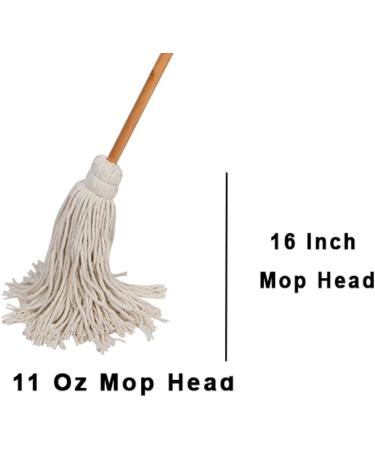 Large Wet Deck Cotton Mop w/ Solid Wood Handle - 11 Oz White | American Market - Buy Online on GoSupps.com