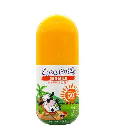 SnowBuddy Sun Milk  Gentle & Mild UVA UVB Protection Sunscreen for Whole Family - Broad Spectrum SPF 50+/PA++++  75ml (2.53 fl.oz)  Dermatologist Tested