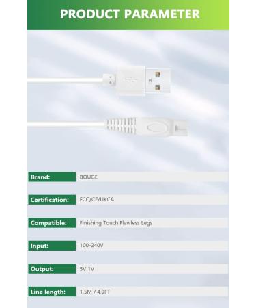 Replacement Charger Cord for Finishing Touch Flawless Leg Hair Shaver - USB Power Cable 5V - Buy Online on GoSupps.com