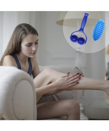 Premium Blue Massage Ball & Roller with Handles - Self-Massage for Foot Leg & Back Relief - Buy Online on GoSupps.com