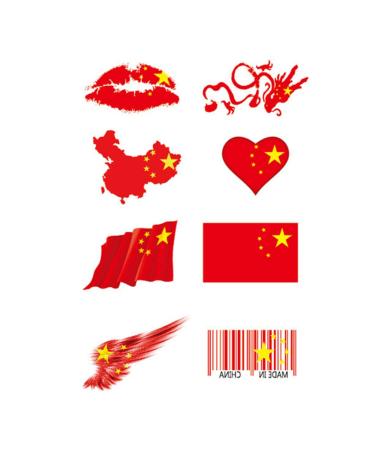 CARGEN  China Flag Temporary Tattoos for Football Match World Cup National Flag Sticker for Ball Game Realistic Tattoos on Arm Face for Kids Adults Party Festival