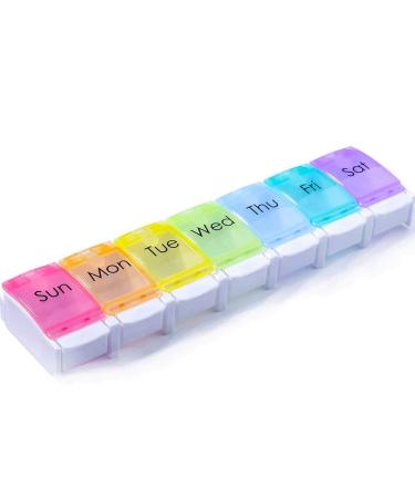 AidShunn Pill Boxes 7 Day Portable Storage Box Weekly Organizer to Hold Vitamins Cod Liver Oil Supplements and Medication for Travel Work