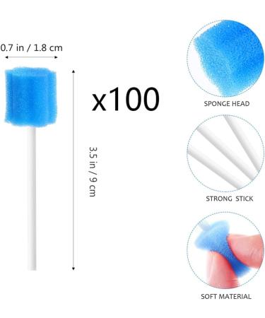Zhyuan 100 Pieces Blue Cleaning Mouth Swabs - Disposable Oral Hygiene Sponges for Effective Care - Buy Online on GoSupps.com