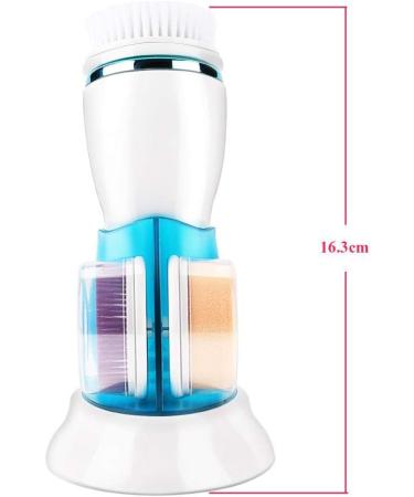 JULYKAI Facial Cleansing Brush System 4 in 1 Electric Face Brush with 2 Speeds Setting Detachable Handle & 4 Brush Heads Blue - Buy Online on GoSupps.com