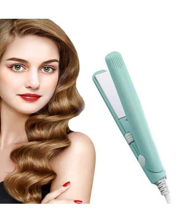 Mini Hair Straightener 2 in 1 Flat Hair Iron Travel Size for Short Hairs Bangs Long Hair (Green)