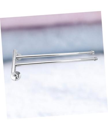 Alipis Stainless Steel Pendant Double Bath Towel Holder Tower Holder Arm Swing No Punching to Rotate Silver Medium - Buy Online on GoSupps.com