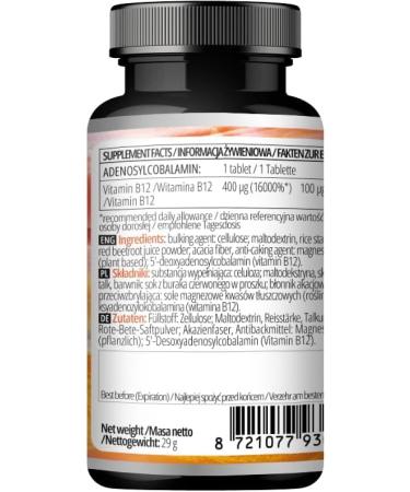 APOLLO'S HEGEMONY Adenosylcobalamin 120 Tablets - Optimal Bioavailable Vitamin B12 for Enhanced Energy Metabolism - 480 Servings - Diet Supplement - Buy Online on GoSupps.com
