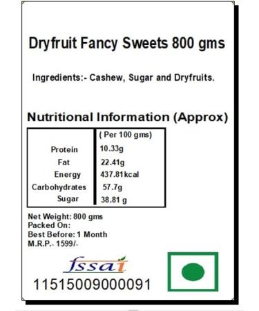 Jaiccha Ghasitaram Sweets-Dryfruit Fancy Sweets 800 GMS |Gift for Diwali Holi Rakhi Valentine Christmas Birthday Anniversary Her Him| - Buy Online on GoSupps.com