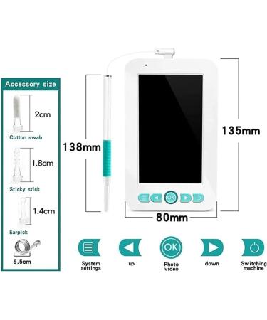 HeiDD Ear Wax Removal Tool Digital Otoscope with 4.3 Inches Screen Ear Camera with 6 LED Lights 5.5mm Visual Ear Cleaning Camera IP67 Waterproof - Buy Online on GoSupps.com