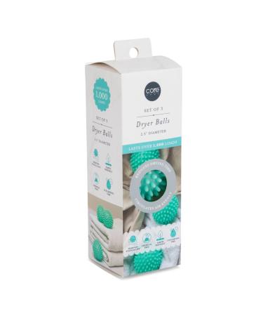 Core Home Reduces Clothing Wrinkles Saves Drying Time Key West Blue Diameter of 2.5 inches each 100% Silicone Heat Resistant Eco-Friendly Reusable Dryer Balls 3 Piece Set 42492