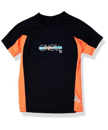 O'Neill Girls Premium Skins Upf 50+ Short Sleeve Rash Guard 4 Abyss/Papaya/Abyss