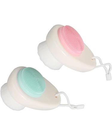 Soft Bristle Double Sided Face Brush Exfoliator and Cleanser Promotes Circulation with Lanyard with Ergonomic Handle - Buy Online on GoSupps.com