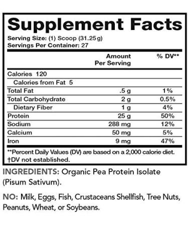 Lean & Pure Pea Protein Powder Vegan Low Carb 25g of Protein Non GMO Gluten Free 27 Servings 843g Unflavored 27 Servings (Pack of 1) - Buy Online on GoSupps.com