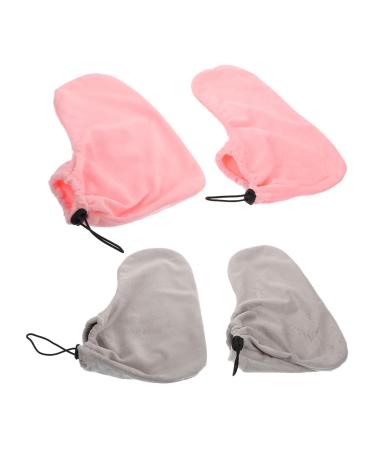 Lot De 2 Paires De Chauffe-pieds La Paraffine Taille Unique En Coton Isolant Confortable Et Lavable Adapt Au Soin Des Pieds Et La Relaxation Domicile Couleurs Rose Clair Et Gris