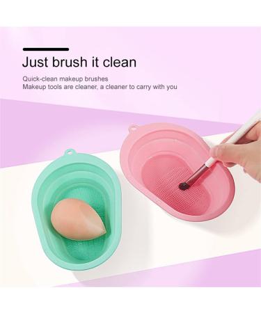 kawehiop Silicone Makeup Brush Cleaning Mat Folding Washing Pad Small Eyeliner Applicators Wash Scrubber Daily Gifts Accessories Pink - Buy Online on GoSupps.com