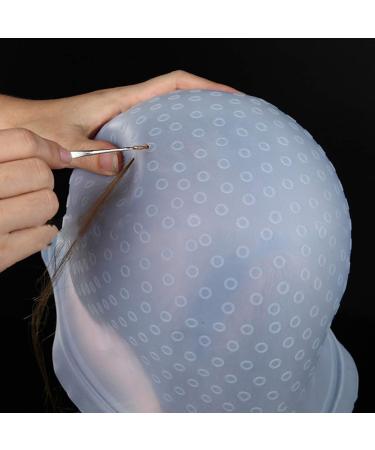 FRIUSATE 2-Piece Silicone Hair Coloring Highlighting Cap Set with Hook, Gloves, and Brush - Salon Quality Hair Highlighting Kit for Women and Men - Buy Online on GoSupps.com