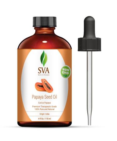 SVA ORGANICS 100% PURE COLD PRESSED PAPAYA SEED OIL 4 OZ (118 ML) VIRGIN/UNREFINED For SKIN, HAIR, MASSAGE