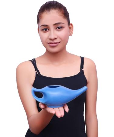 HEALTHANDWEALTH Ceramic Neti Pot for Nasal Cleansing | Natural Sinus Infection Treatment + 10 Sachet Neti Salt | 225ml Capacity (Blue) - Buy Online on GoSupps.com