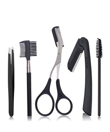 Pufandor Eyebrow Grooming Kit for Women and Men  Eyebrow Trimmer Including: Eyebrow Razor  Eyebrow Scissors with Comb  Eyebrow Comb  Tweezers  Brush for Eyebrow Eyelash Extensions